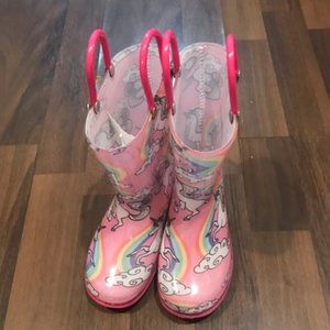 NWOT Unicorn Rainbow Pink Rain Boots Size 9
